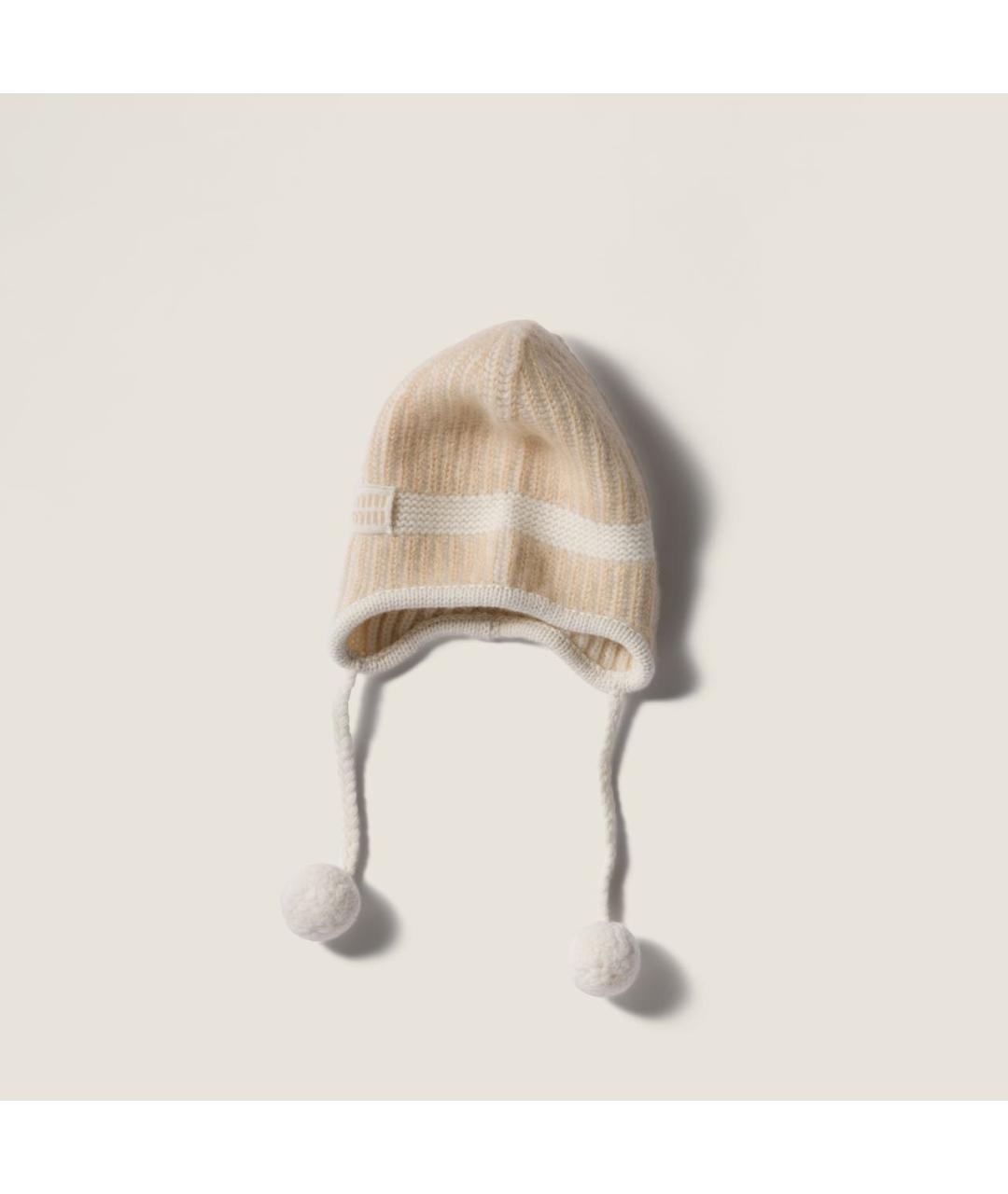 MIU MIU Бежевая шерстяная шапка, фото 3