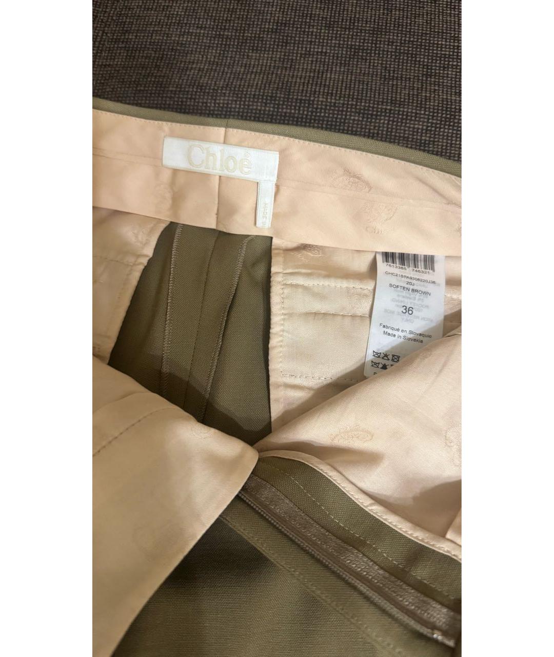 CHLOE Бежевые хлопковые брюки узкие, фото 2