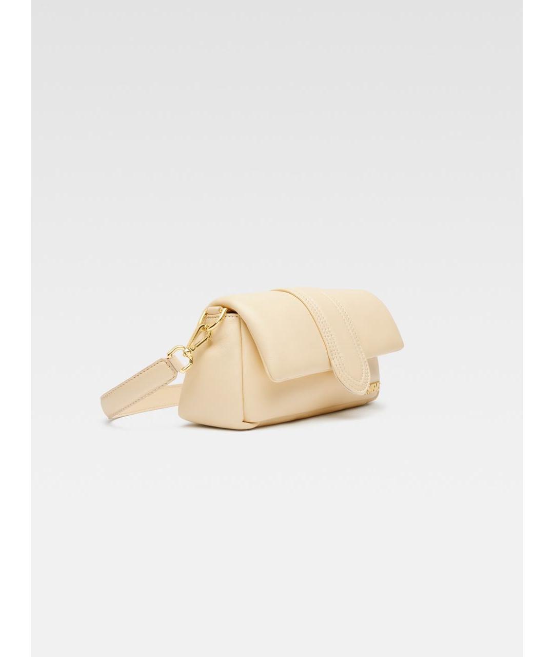 JACQUEMUS Бежевая кожаная сумка через плечо, фото 4