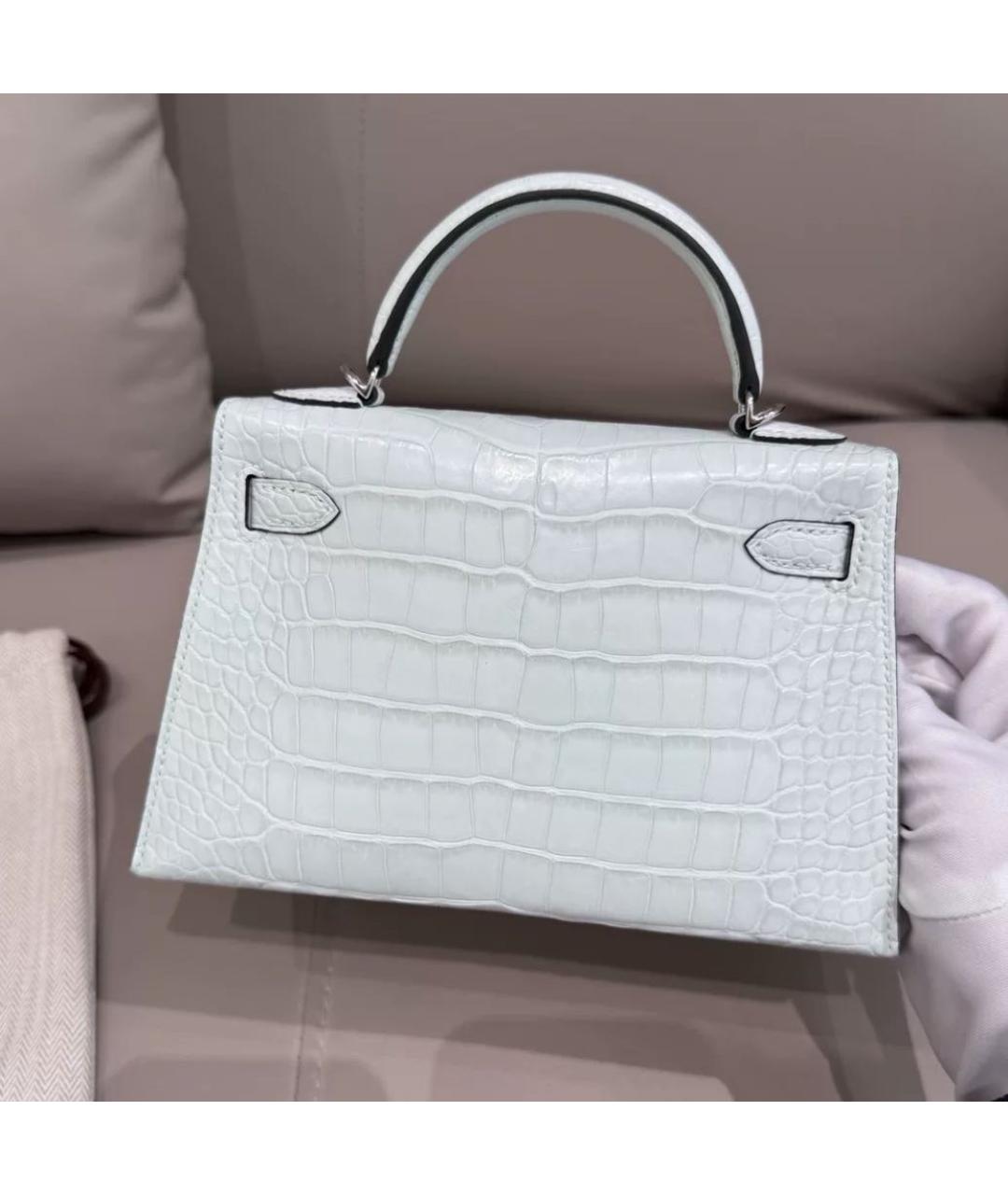 HERMES Голубая кожаная сумка с короткими ручками, фото 4