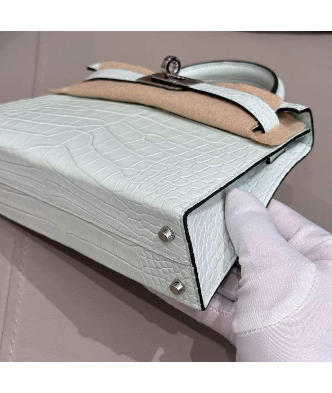 HERMES Голубая кожаная сумка с короткими ручками, фото 6