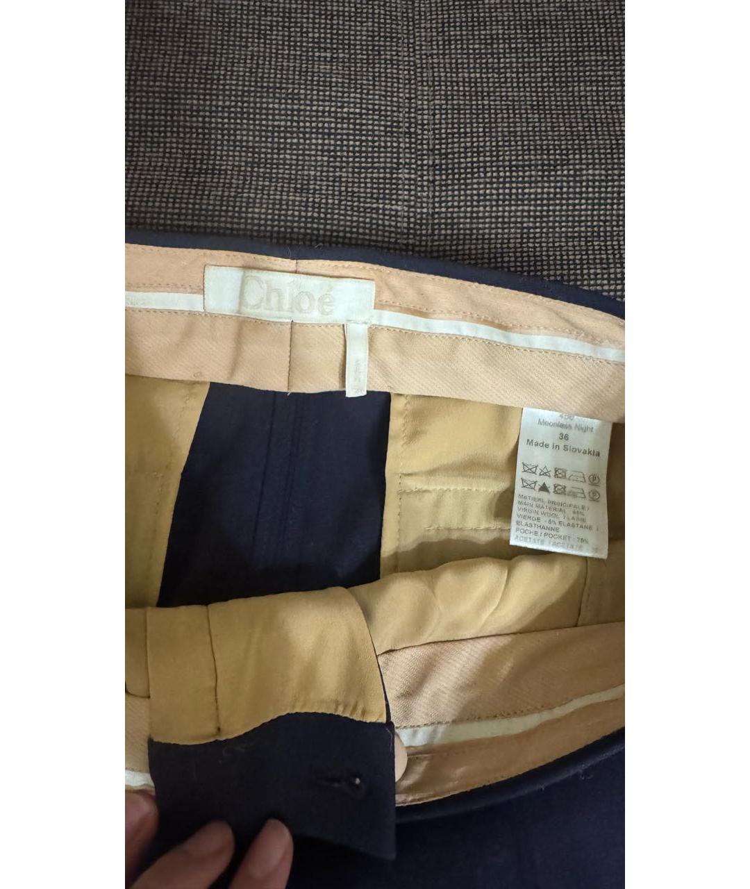 CHLOE Темно-синие хлопковые брюки узкие, фото 2