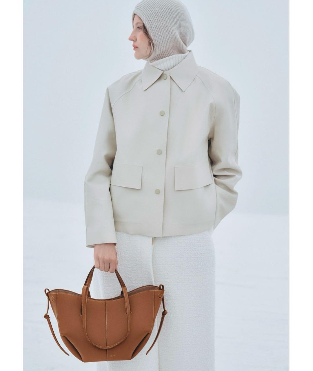 POLENE Коричневая кожаная сумка тоут, фото 3