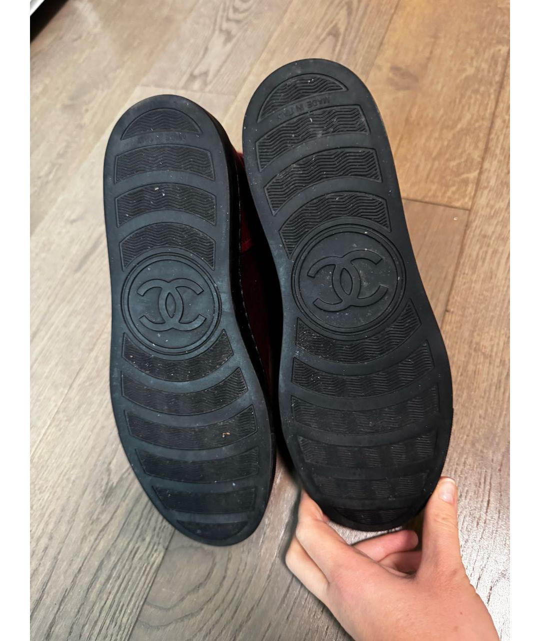 CHANEL Бордовые замшевые ботинки, фото 5