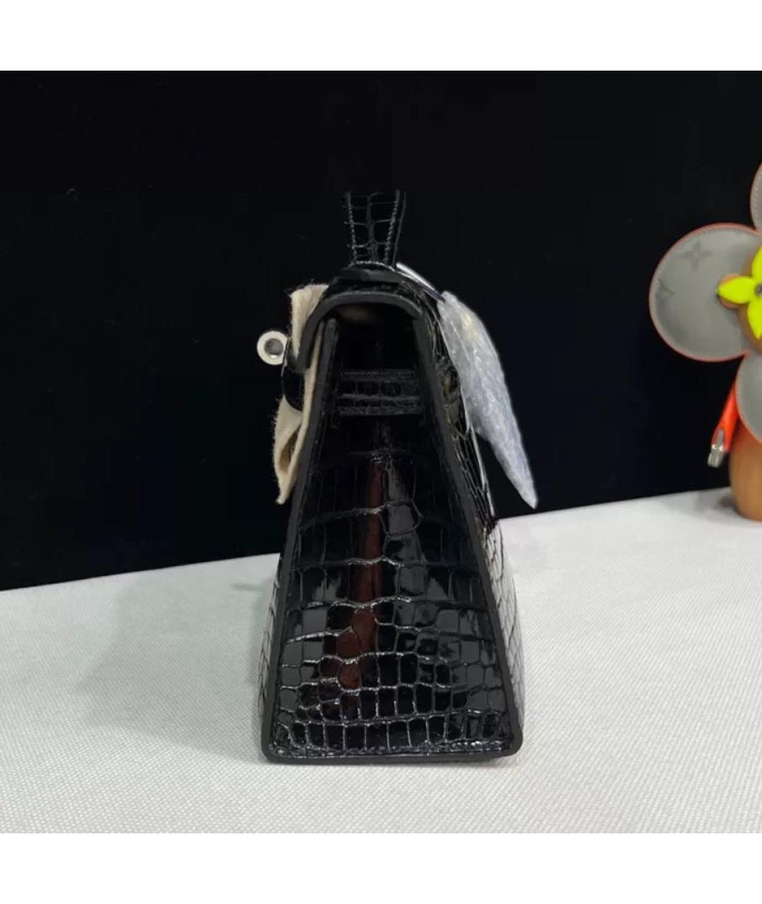 HERMES Черная кожаная сумка с короткими ручками, фото 3