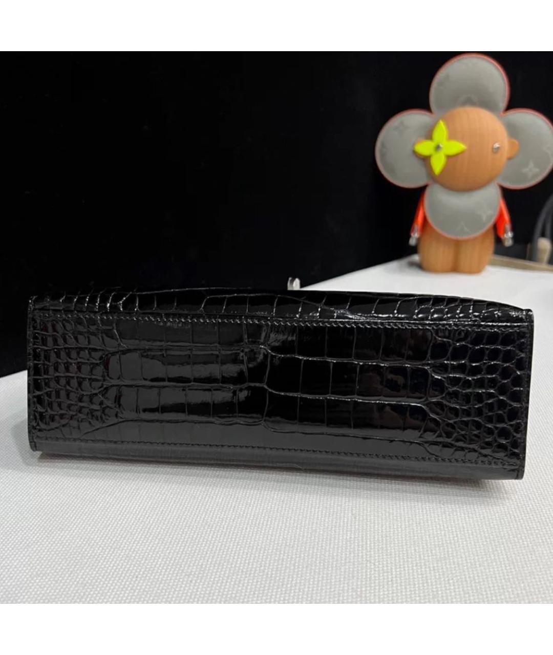 HERMES Черная кожаная сумка с короткими ручками, фото 5