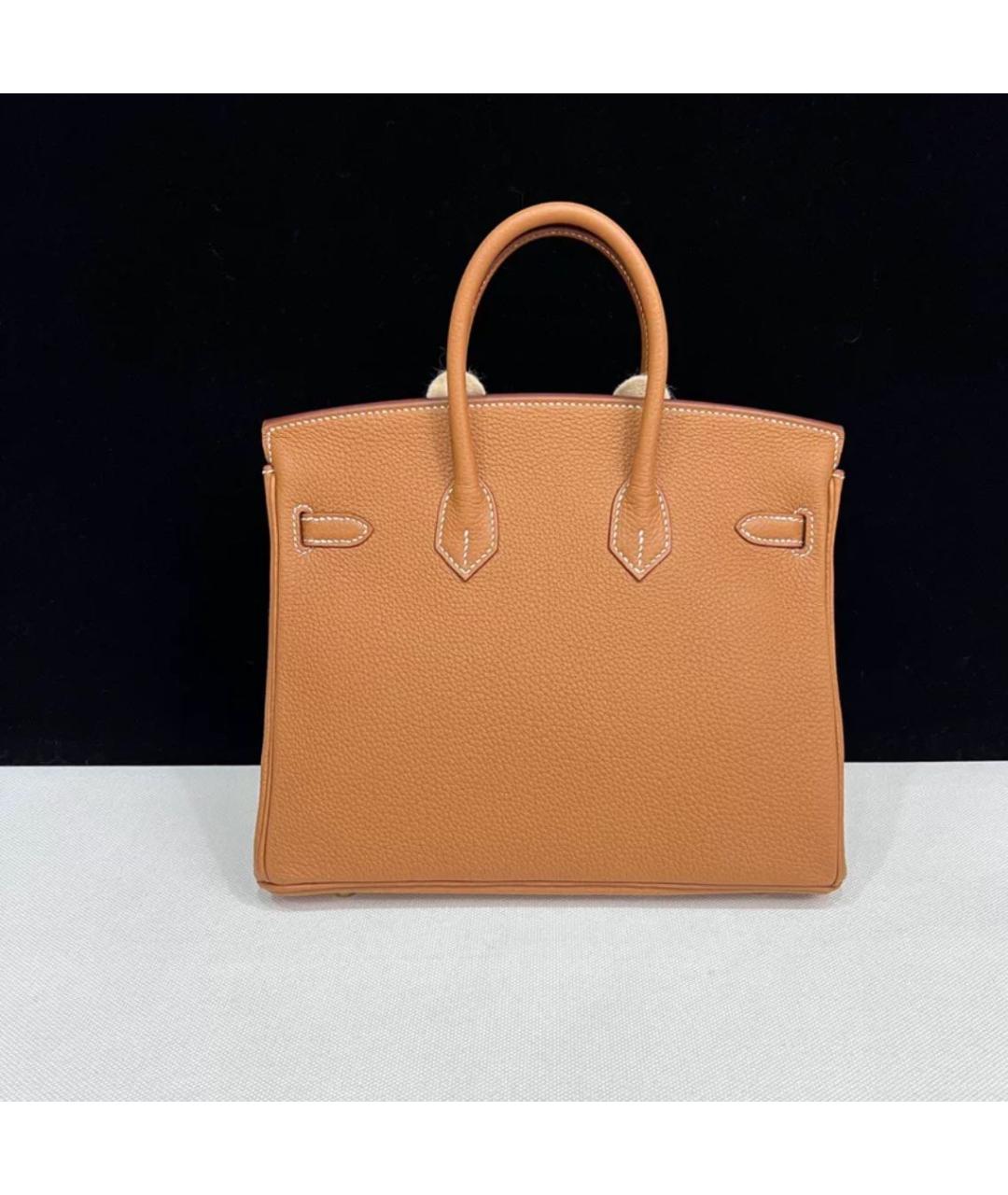 HERMES Коричневая кожаная сумка с короткими ручками, фото 2