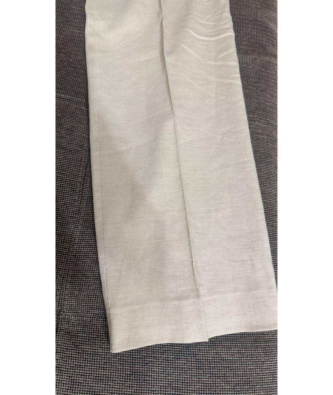 KITON Бежевые льняные прямые брюки, фото 3