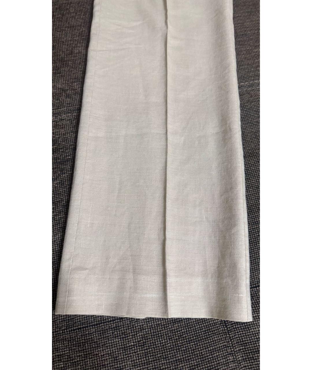 KITON Бежевые льняные прямые брюки, фото 2