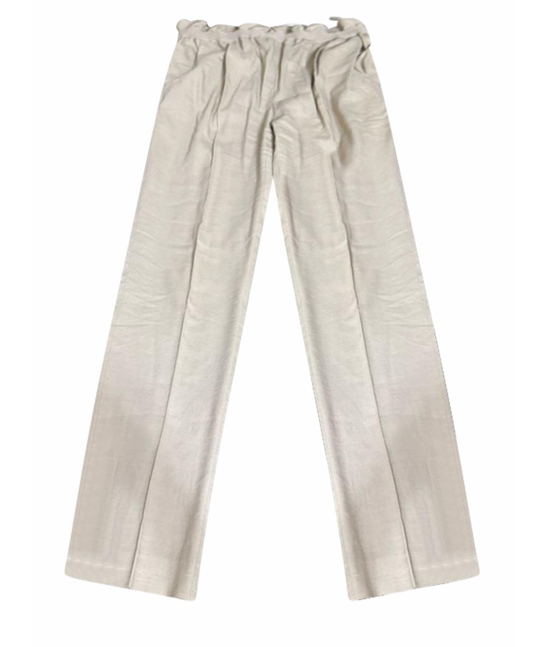 KITON Бежевые льняные прямые брюки, фото 1