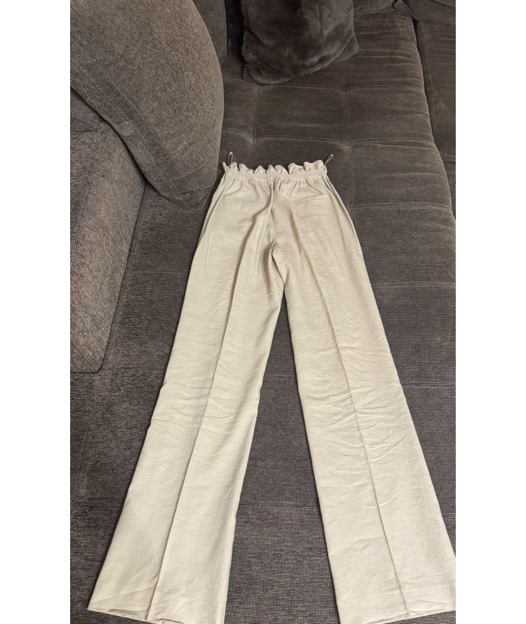 KITON Бежевые льняные прямые брюки, фото 6