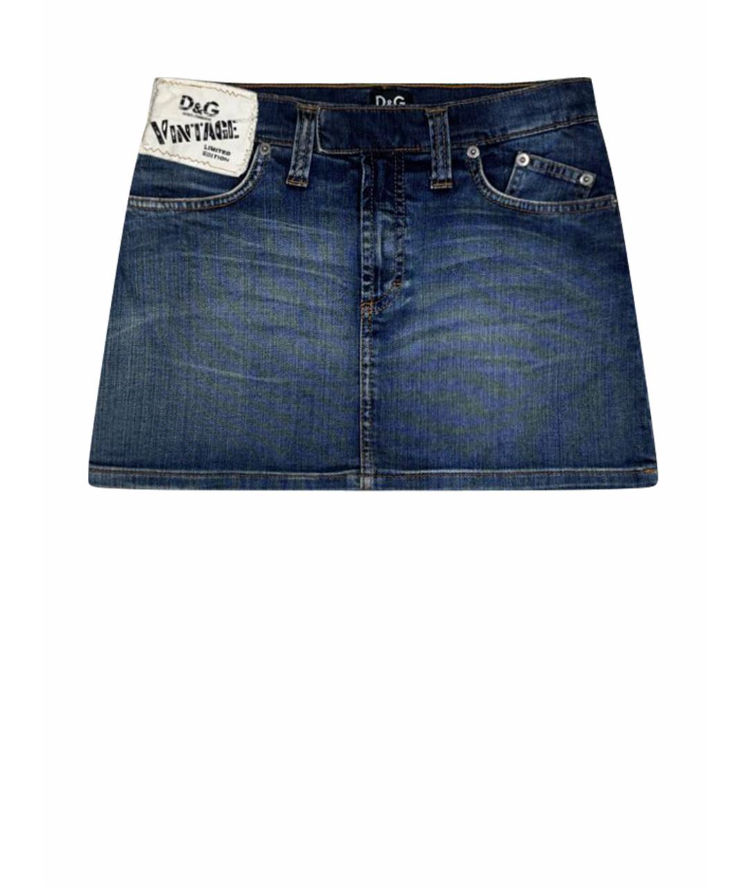 DOLCE&GABBANA Синяя деним юбка мини, фото 1