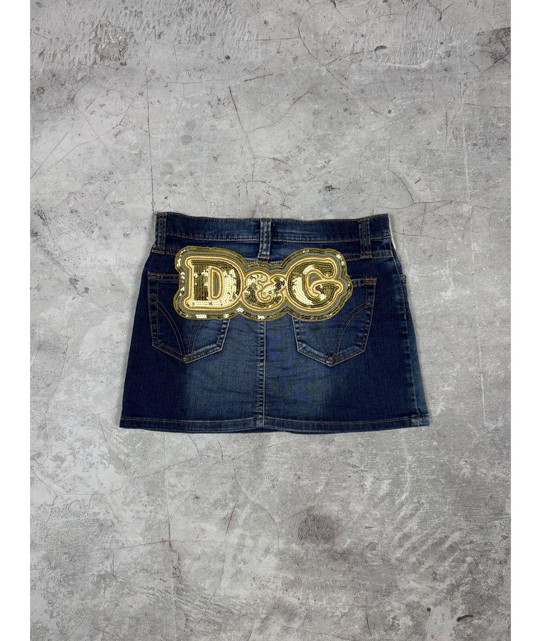 DOLCE&GABBANA Синяя деним юбка мини, фото 8