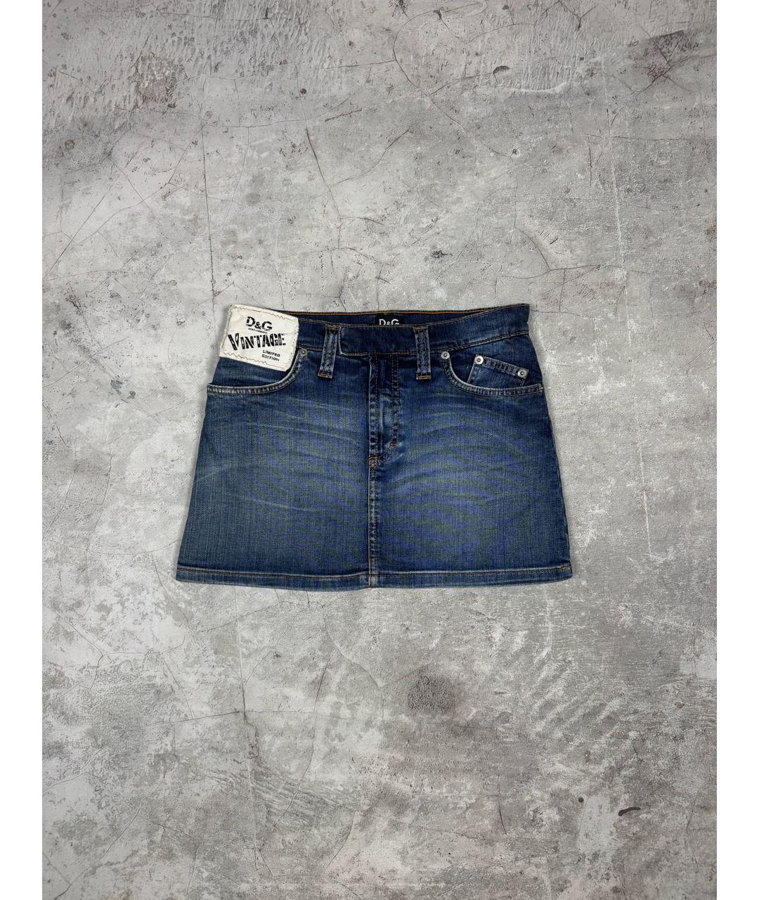 DOLCE&GABBANA Синяя деним юбка мини, фото 2