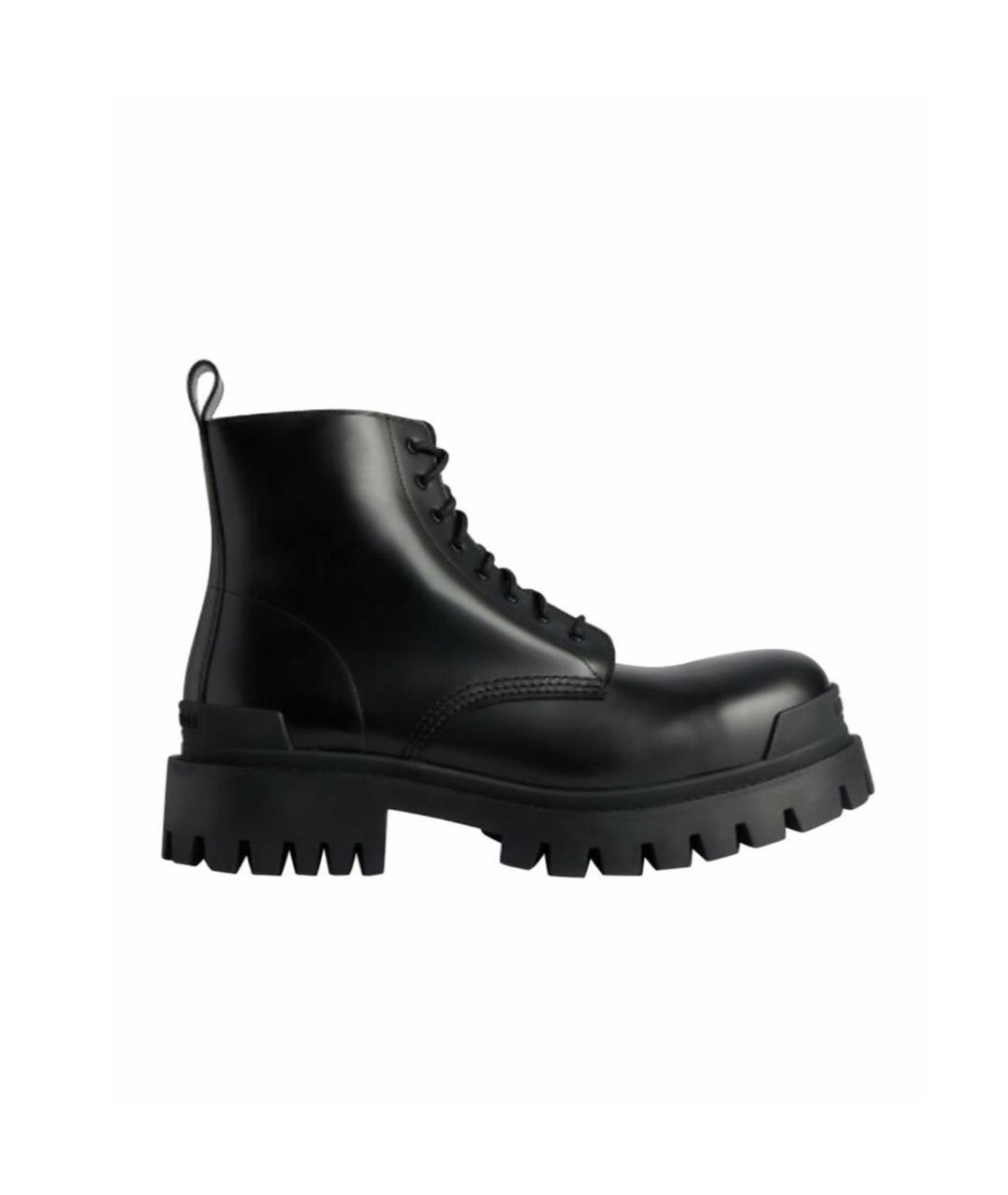 BALENCIAGA Черные кожаные ботинки, фото 1