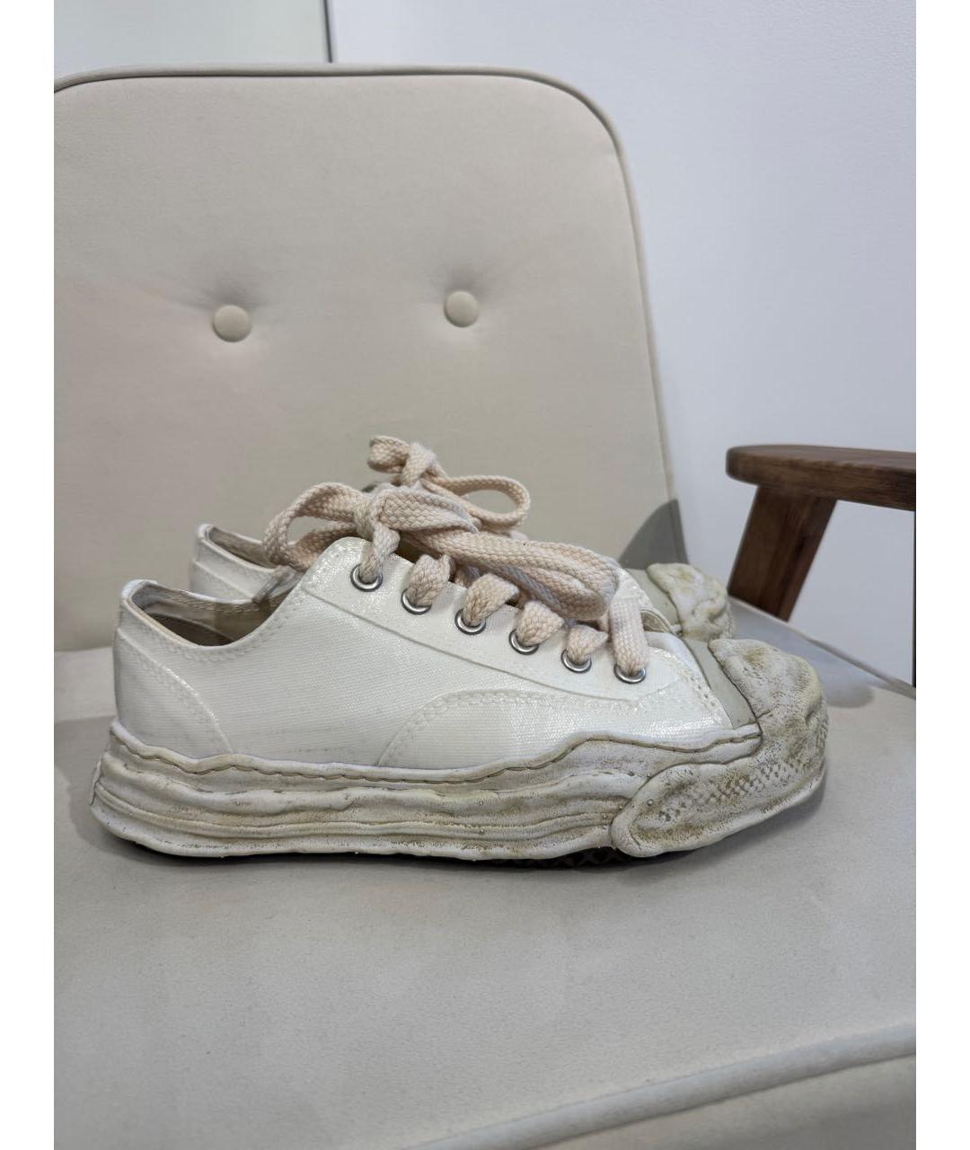 MAISON MIHARA YASUHIRO Белые текстильные низкие кроссовки / кеды, фото 4