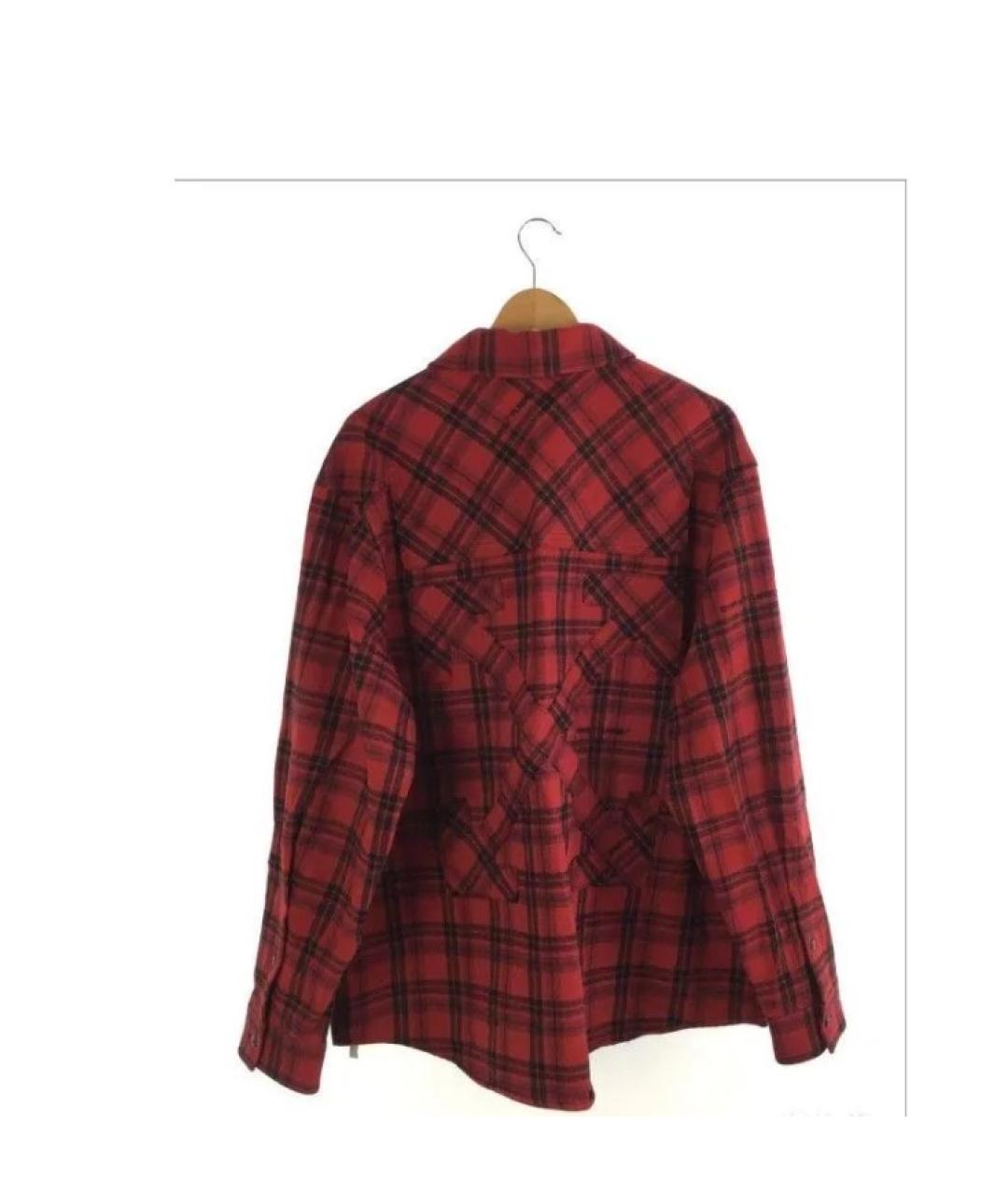 OFF-WHITE Красная хлопко-шерстяная кэжуал рубашка, фото 4