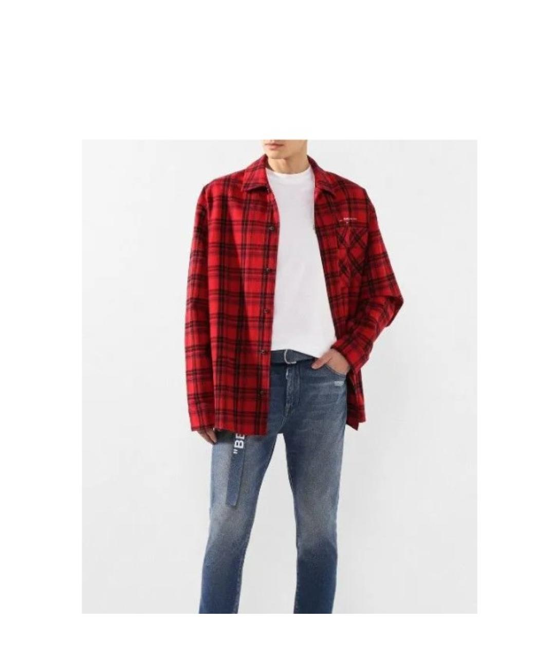 OFF-WHITE Красная хлопко-шерстяная кэжуал рубашка, фото 5