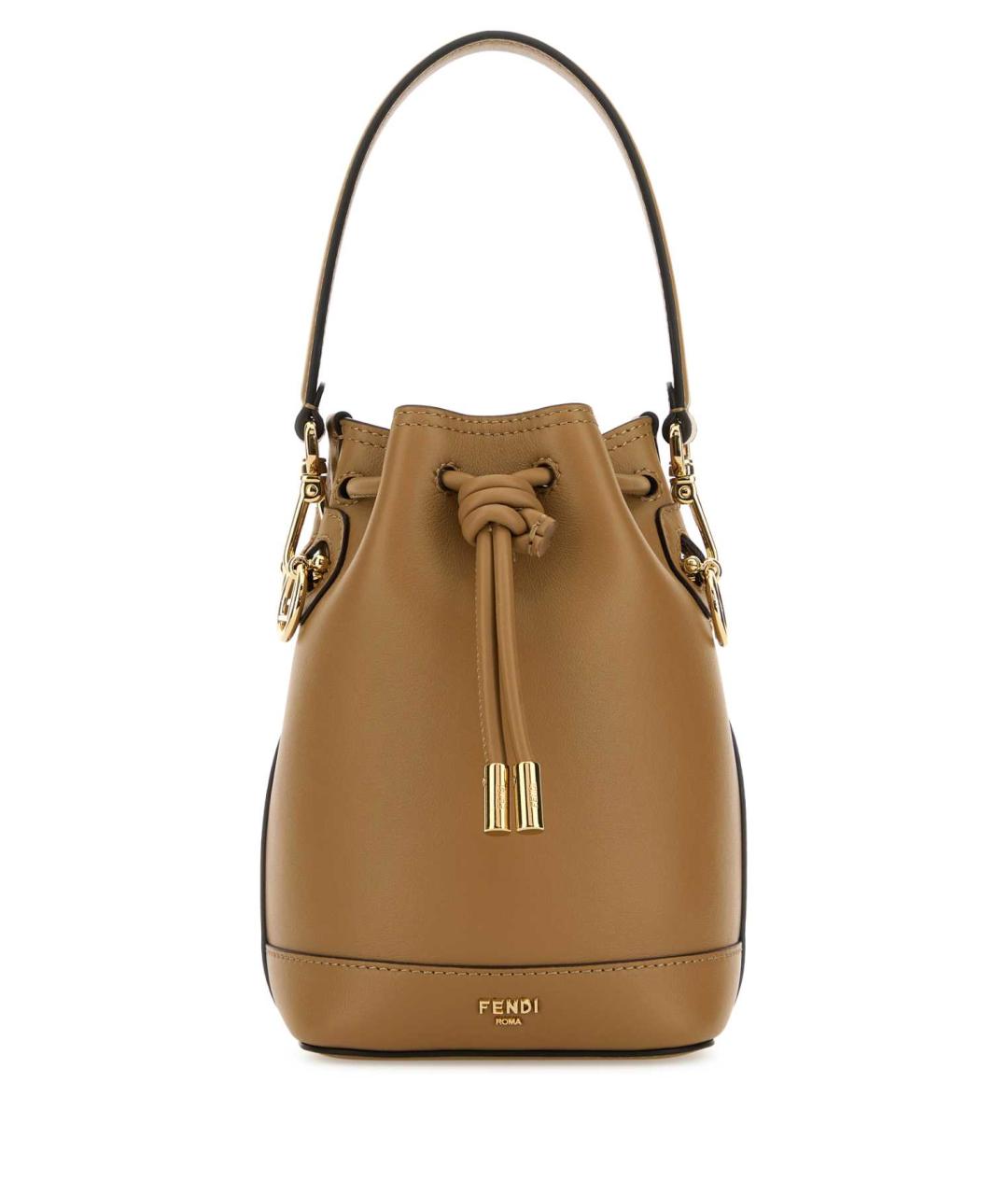 FENDI Бежевая кожаная сумка с короткими ручками, фото 1