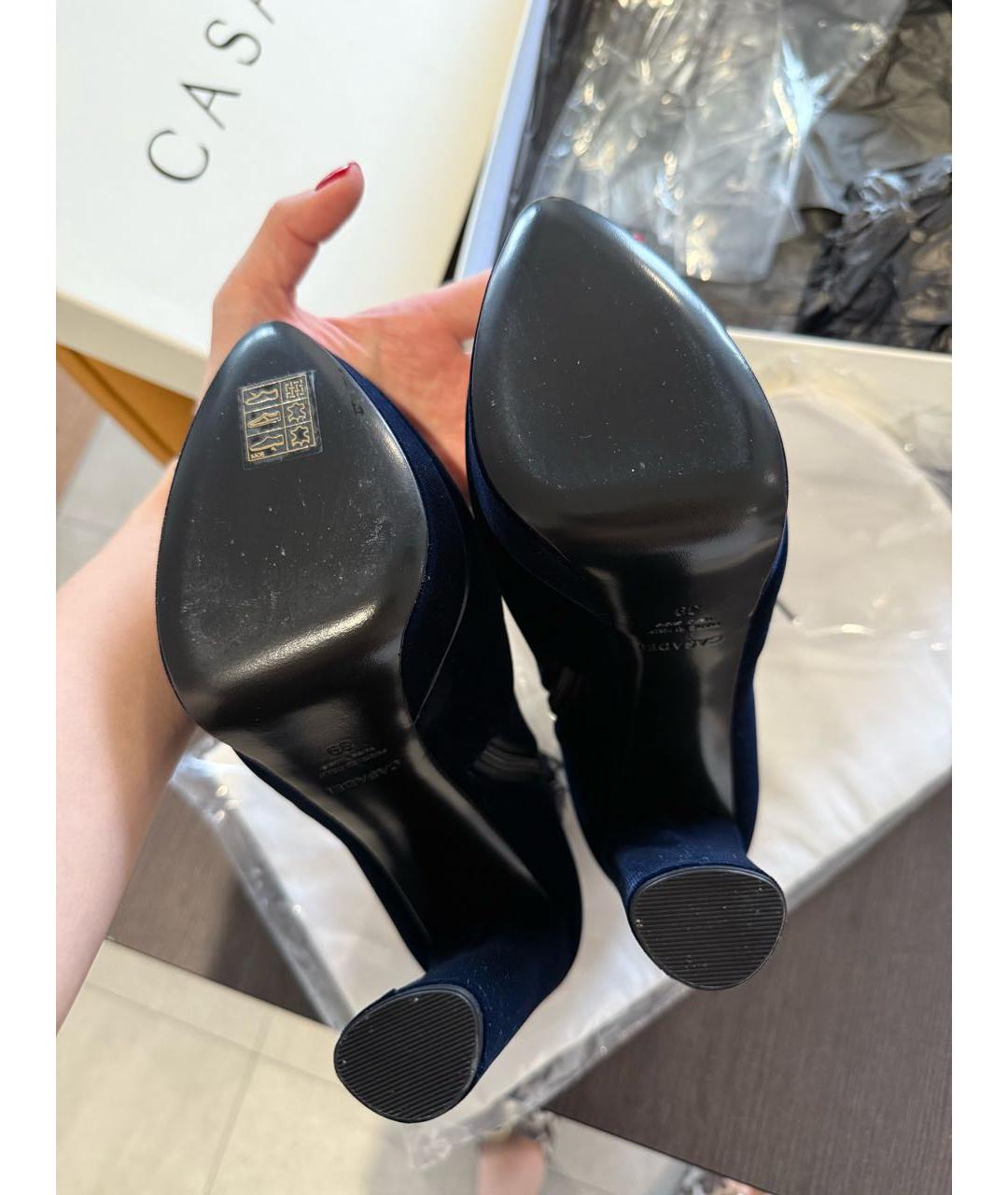 CASADEI Темно-синие бархатные ботильоны, фото 5