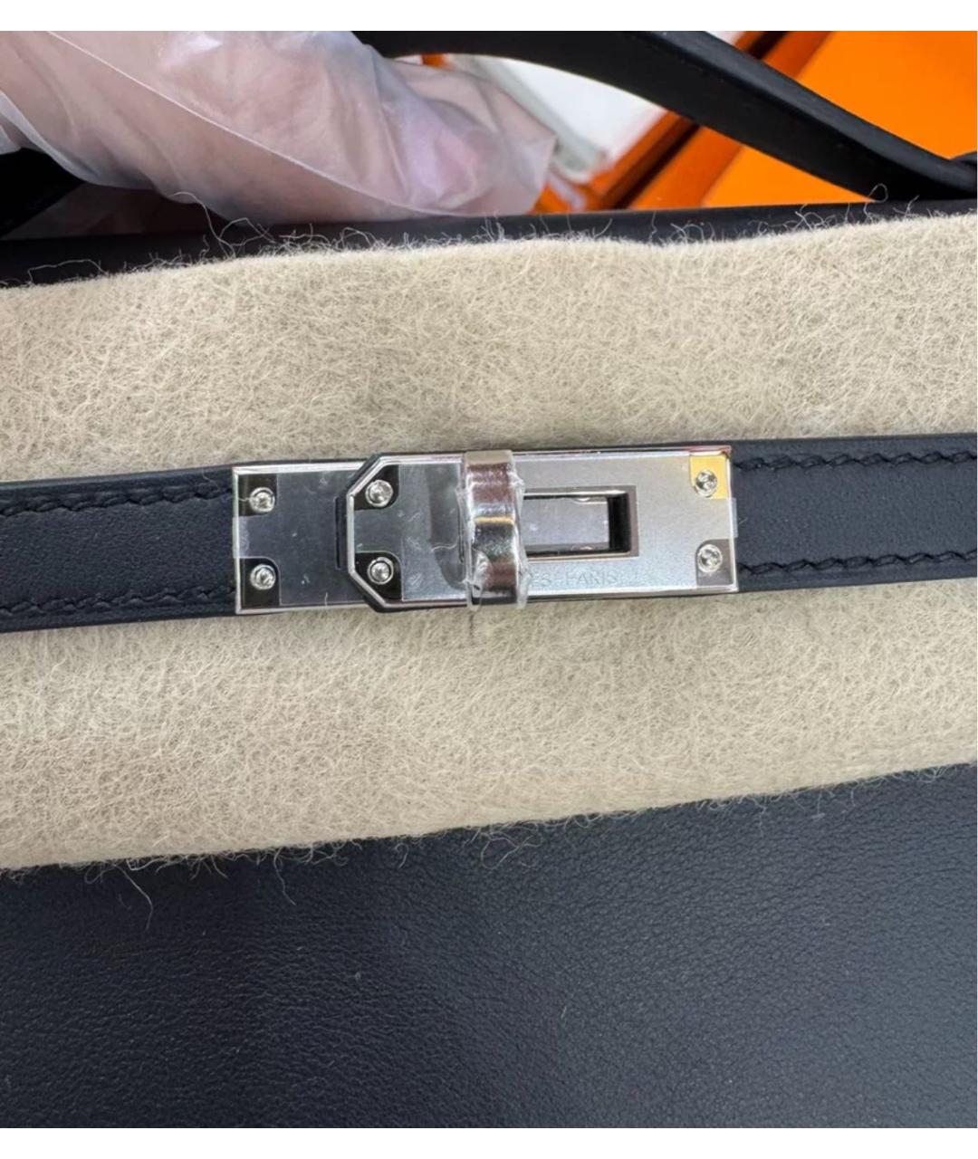 HERMES Черная кожаная сумка с короткими ручками, фото 5