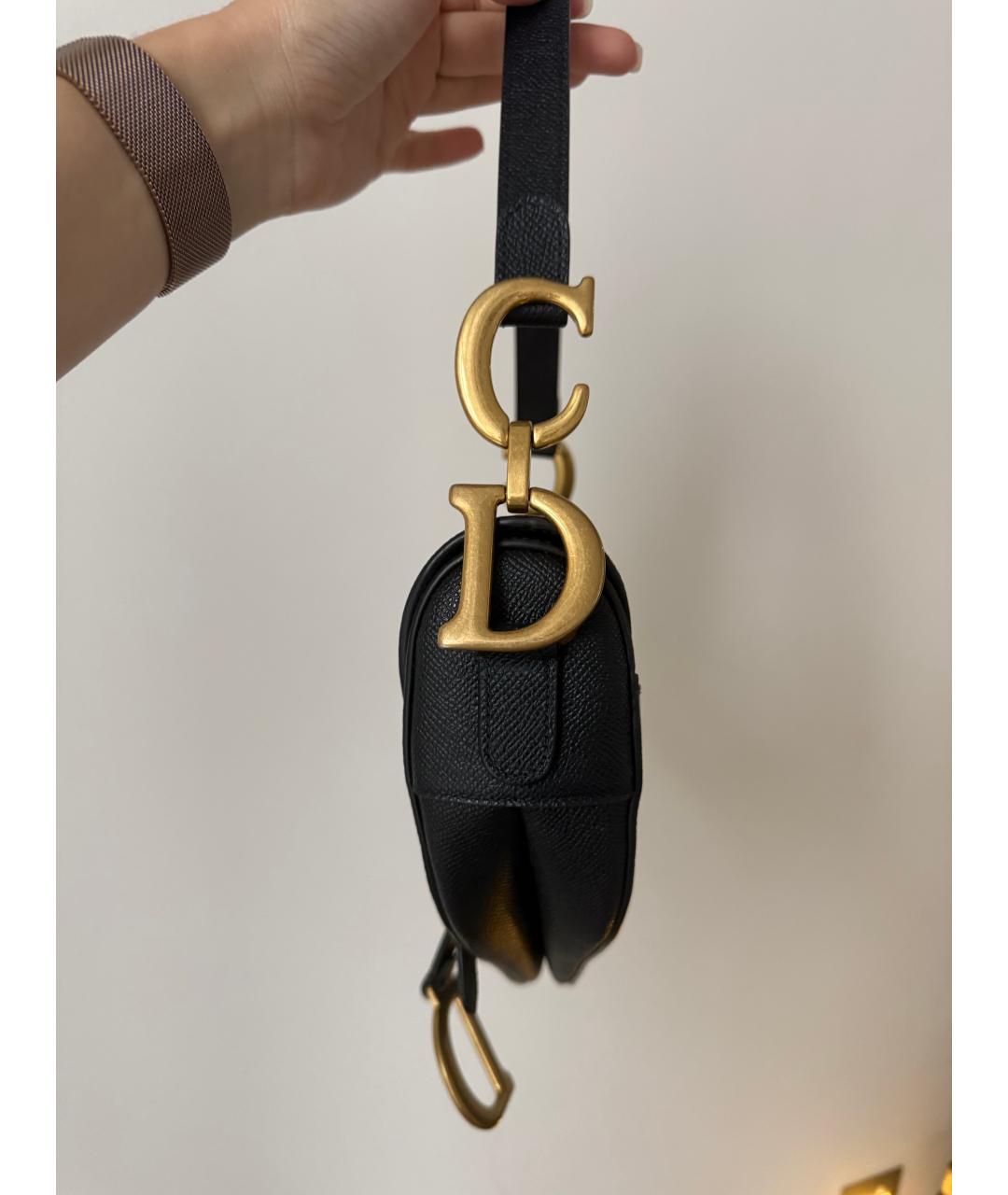 CHRISTIAN DIOR Черная кожаная сумка с короткими ручками, фото 5