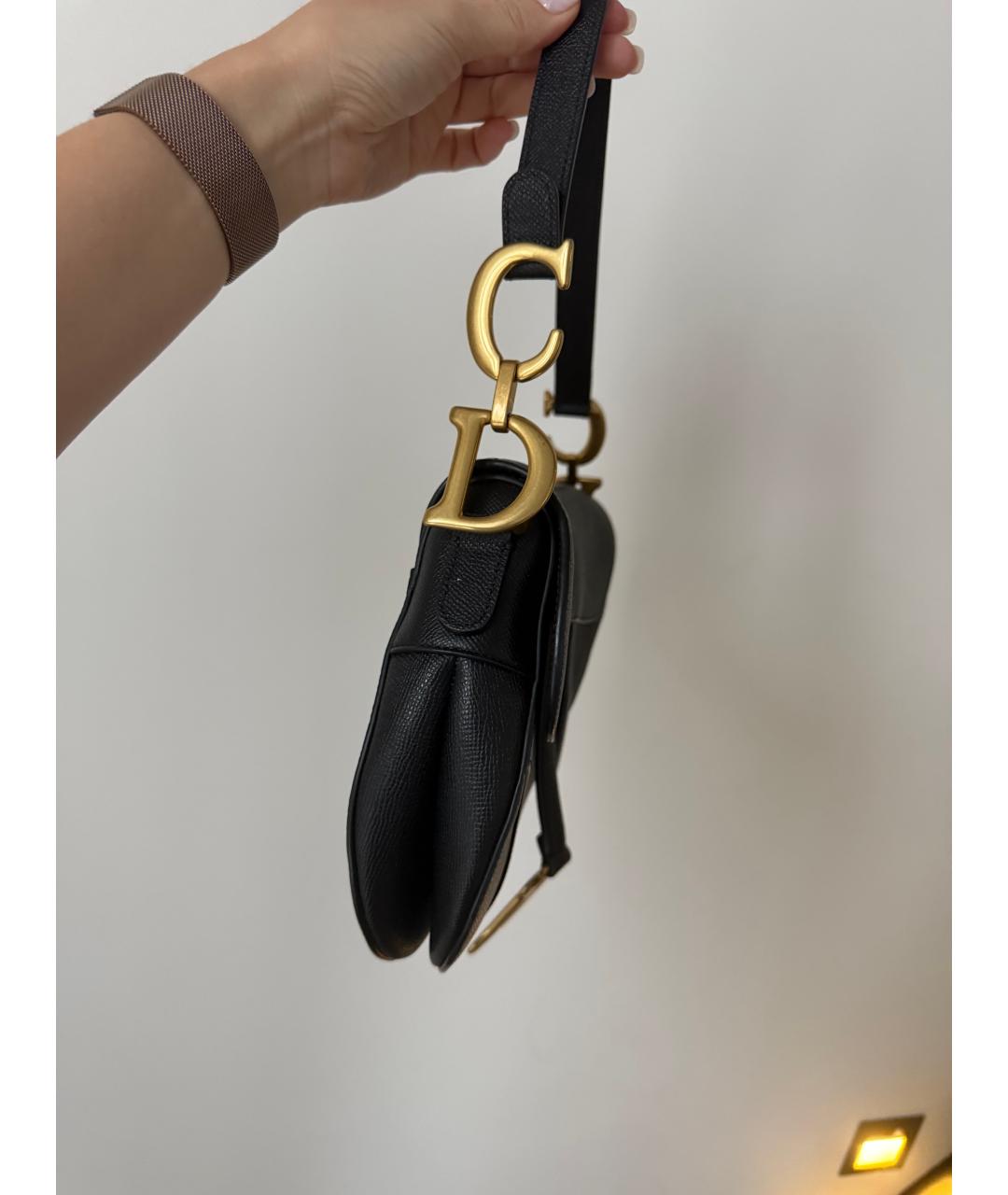 CHRISTIAN DIOR Черная кожаная сумка с короткими ручками, фото 2