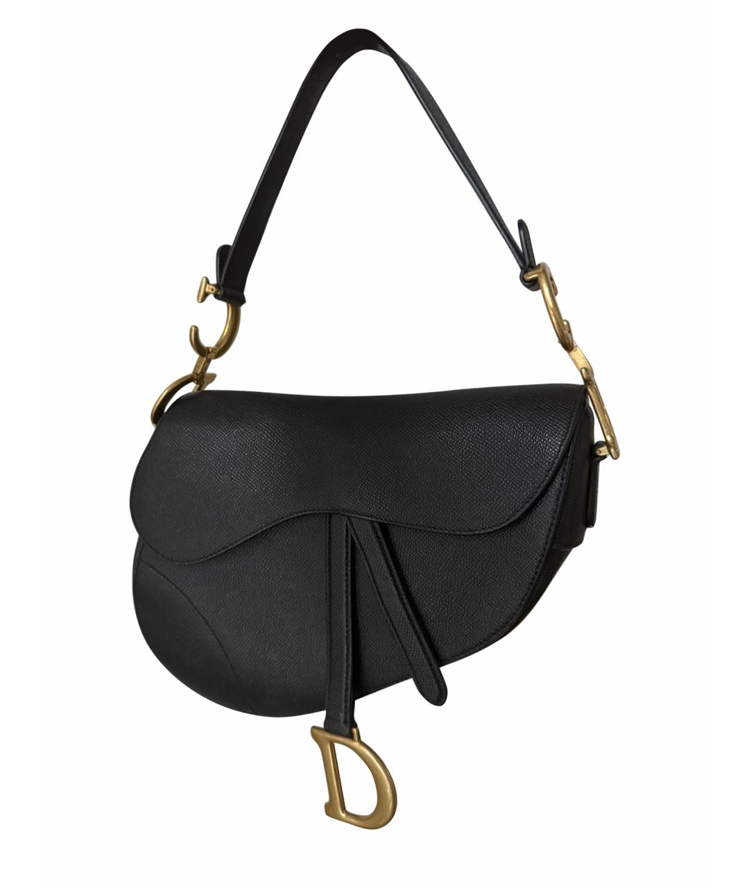 CHRISTIAN DIOR Черная кожаная сумка с короткими ручками, фото 1