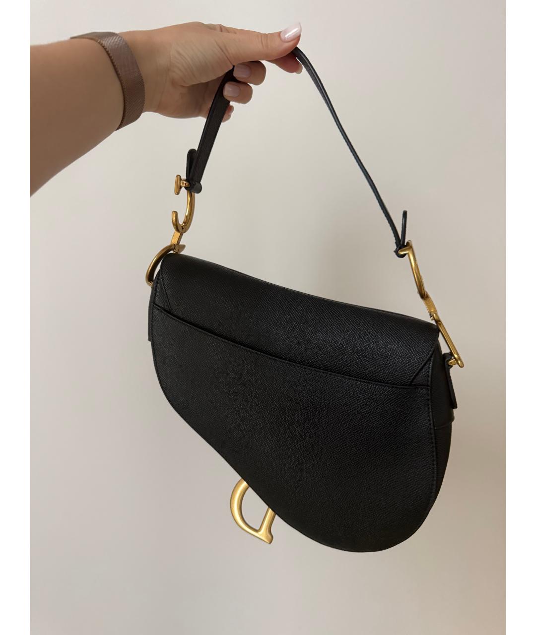 CHRISTIAN DIOR Черная кожаная сумка с короткими ручками, фото 3