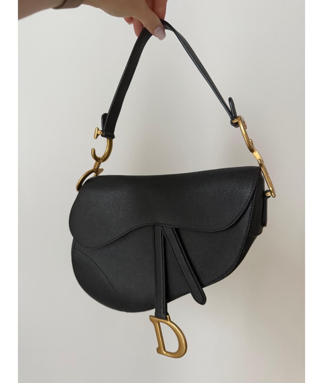 CHRISTIAN DIOR Черная кожаная сумка с короткими ручками, фото 8