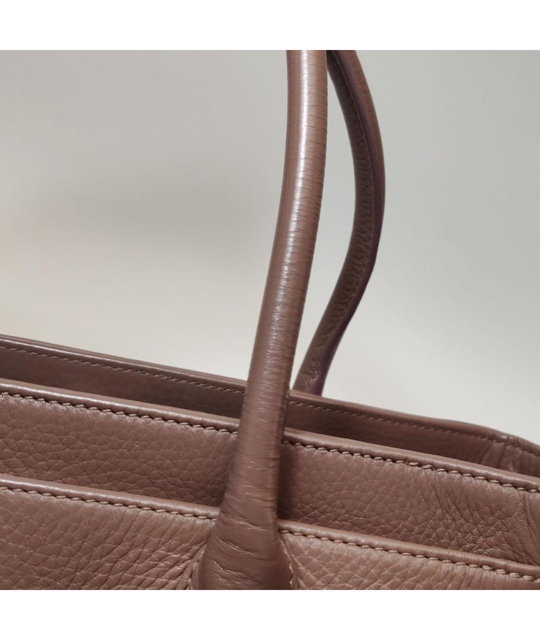 CHANEL Коричневая кожаная сумка с короткими ручками, фото 8