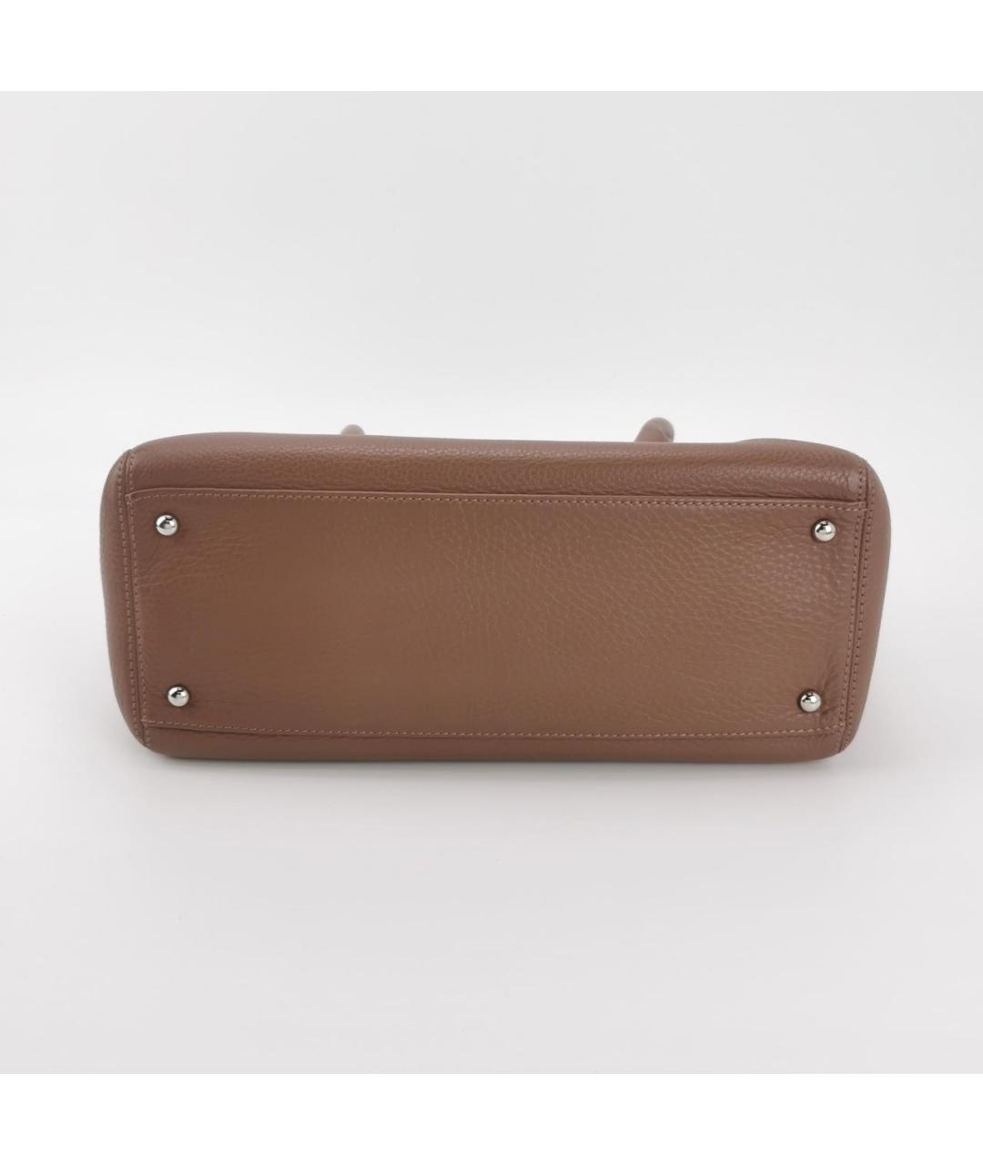 CHANEL Коричневая кожаная сумка с короткими ручками, фото 5