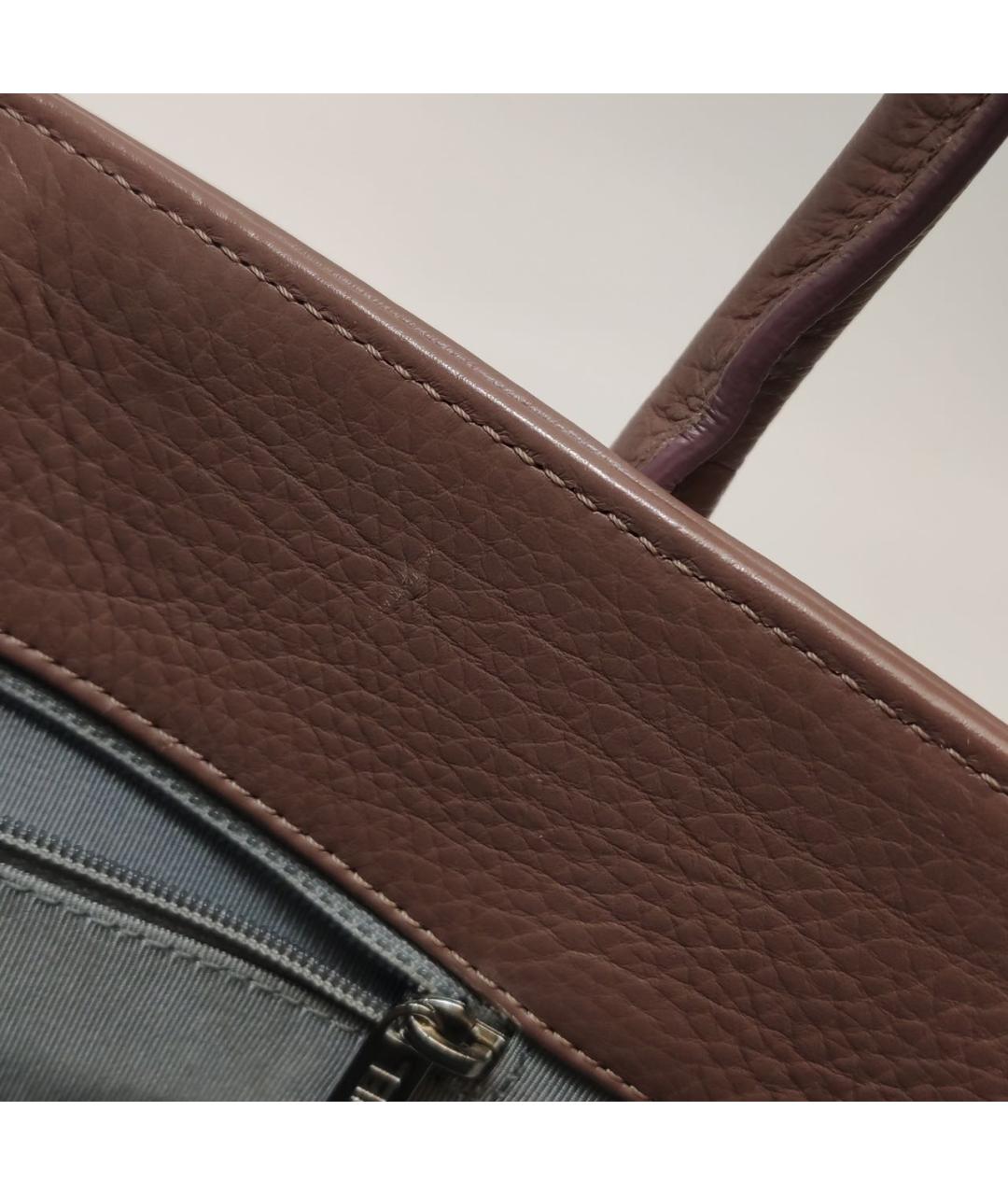 CHANEL Коричневая кожаная сумка с короткими ручками, фото 7