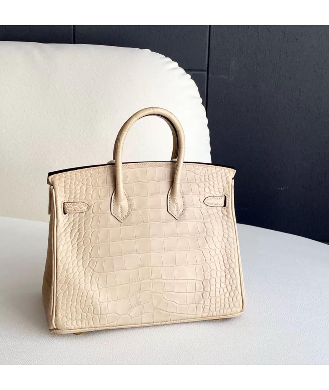 HERMES Бежевая кожаная сумка с короткими ручками, фото 3