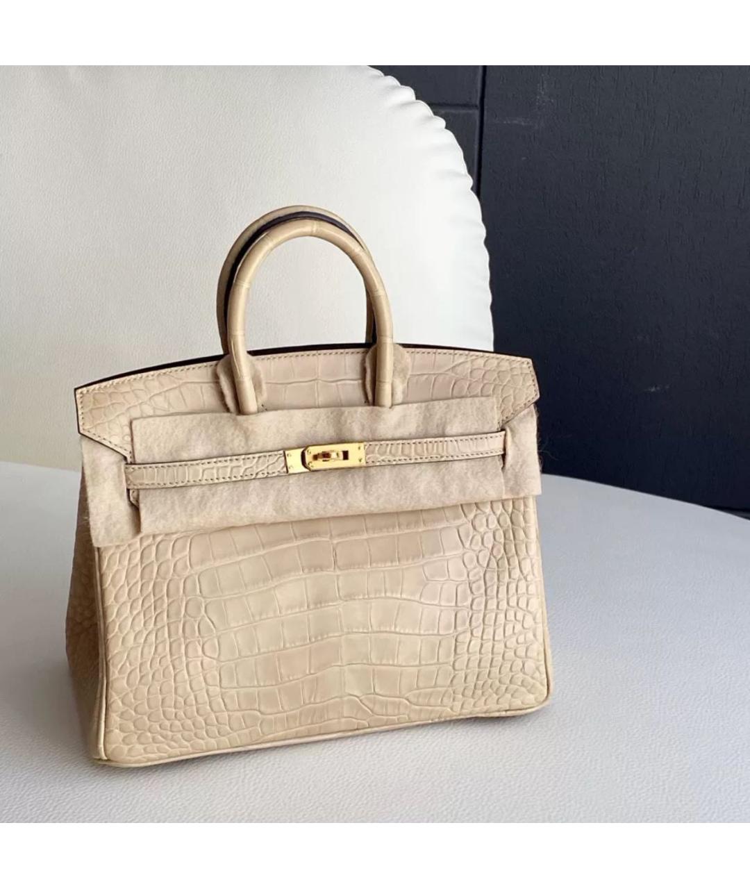 HERMES Бежевая кожаная сумка с короткими ручками, фото 2
