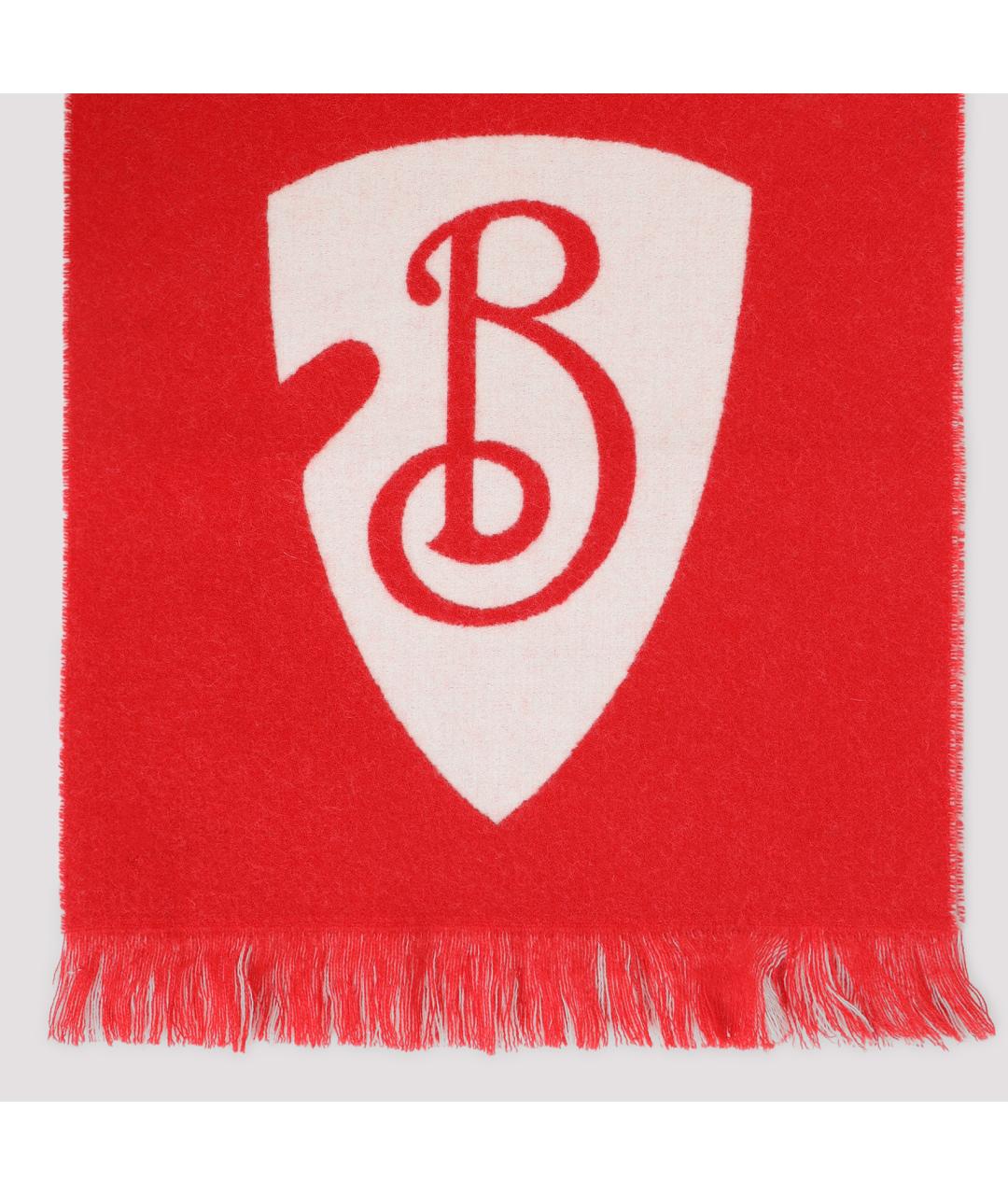 BURBERRY Красный шерстяной шарф, фото 4
