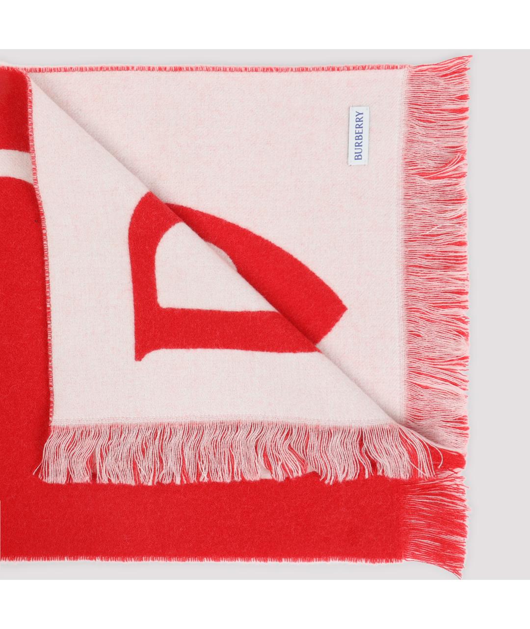 BURBERRY Красный шерстяной шарф, фото 3