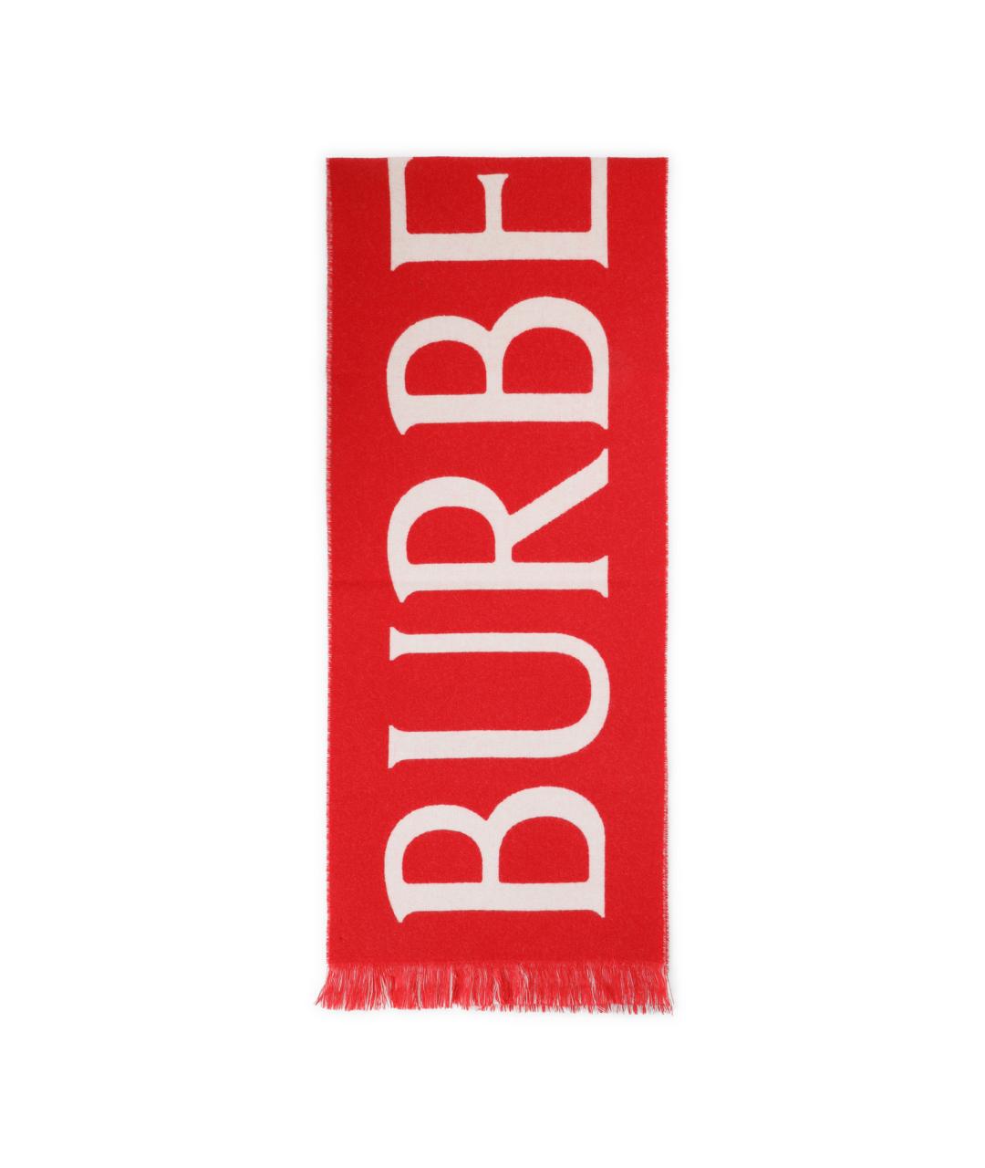 BURBERRY Красный шерстяной шарф, фото 1