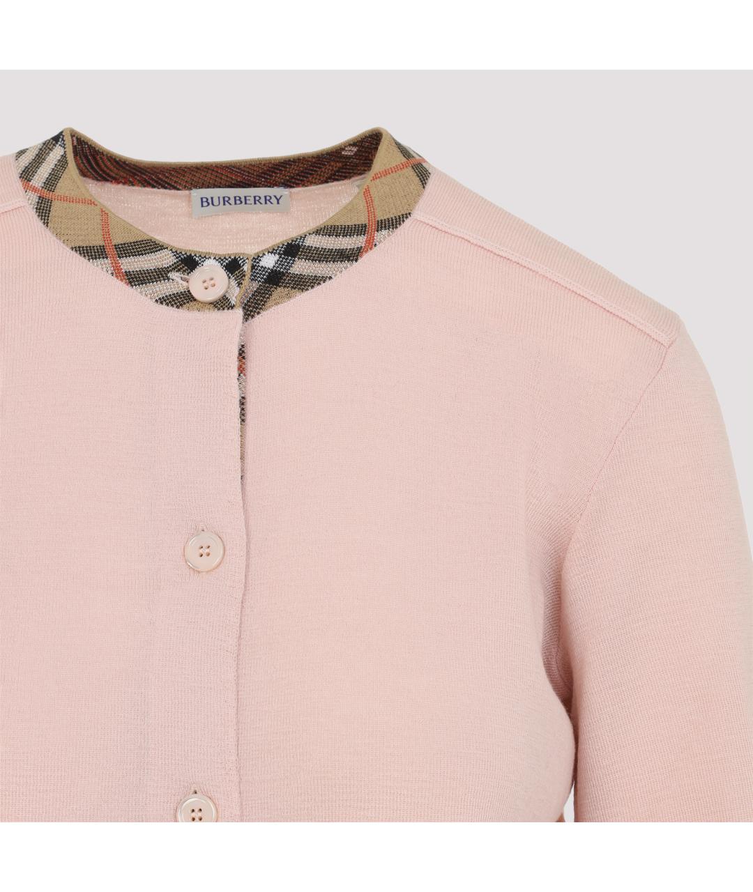 BURBERRY Розовый шерстяной кардиган, фото 5
