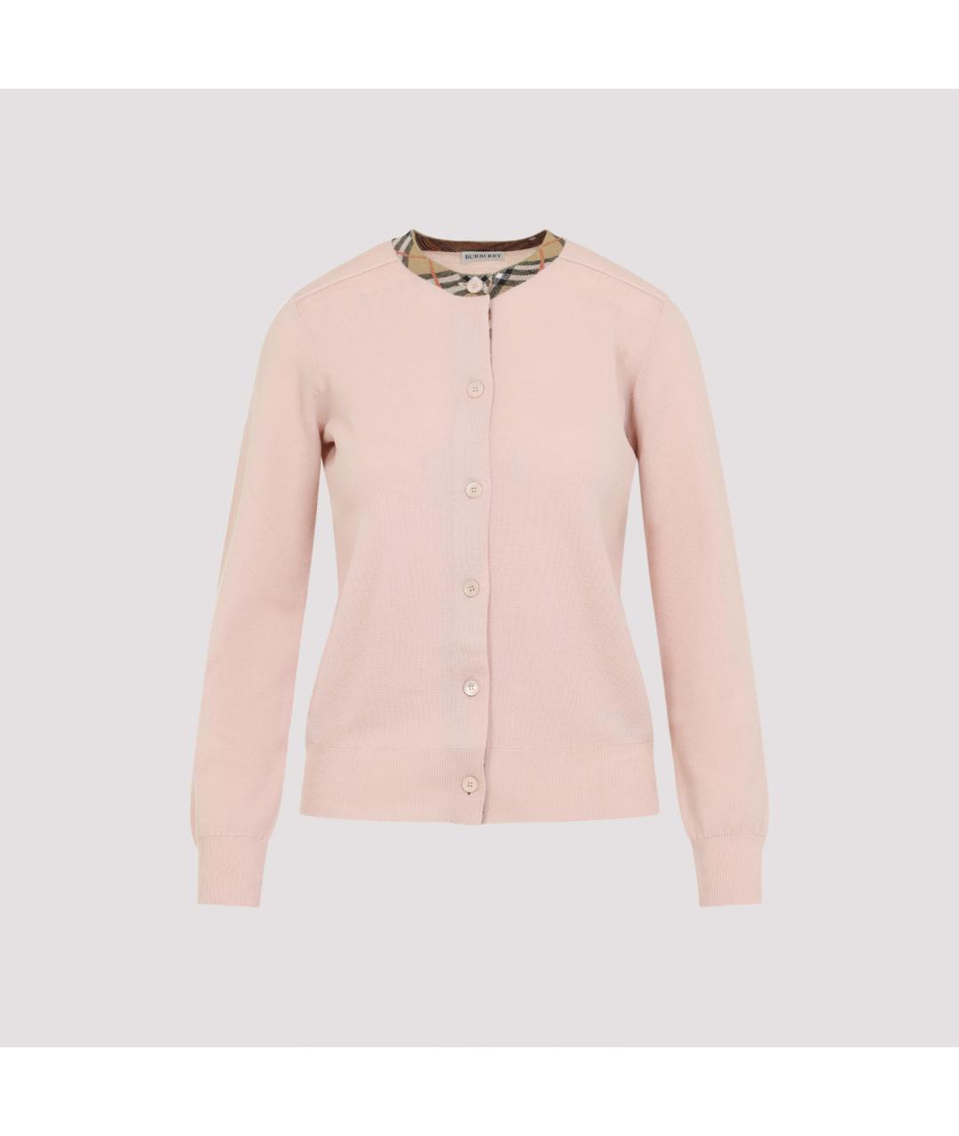 BURBERRY Розовый шерстяной кардиган, фото 3