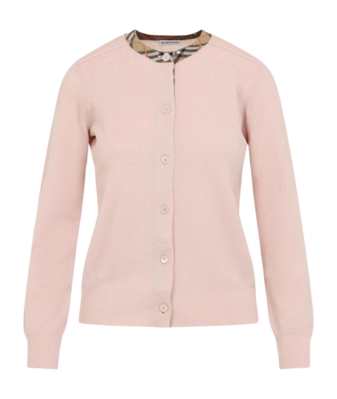 BURBERRY Розовый шерстяной кардиган, фото 1