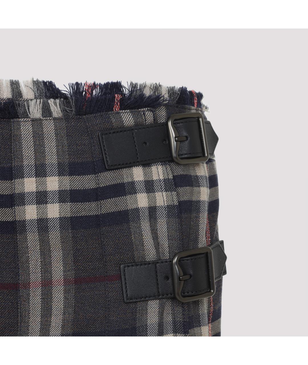 BURBERRY Мульти шерстяная юбка мини, фото 3