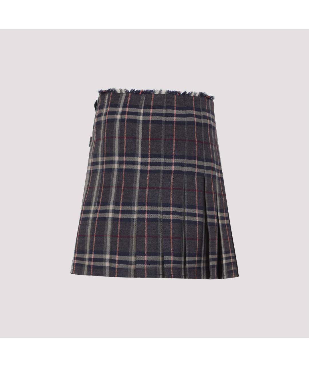 BURBERRY Мульти шерстяная юбка мини, фото 2
