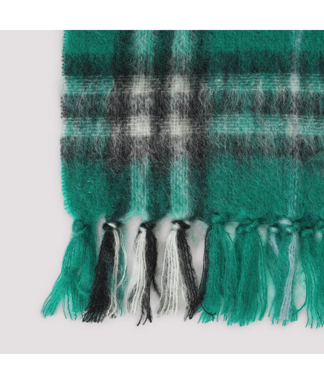 BURBERRY Зеленый шерстяной шарф, фото 2