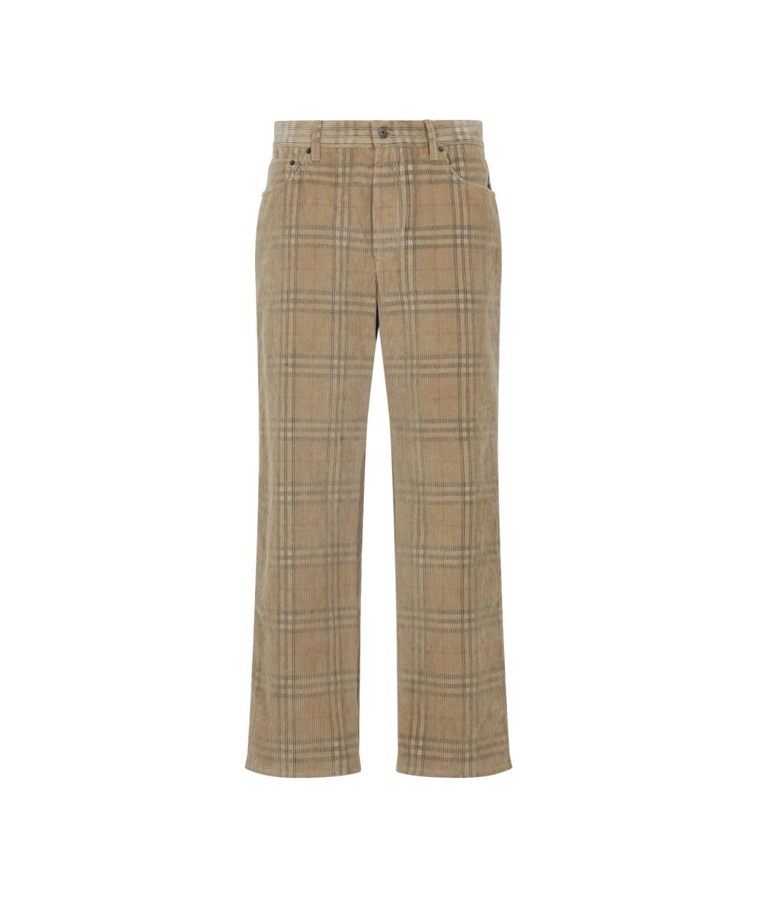 BURBERRY Бежевые хлопковые повседневные брюки, фото 1