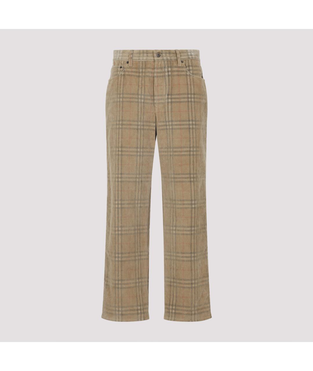 BURBERRY Бежевые хлопковые повседневные брюки, фото 2