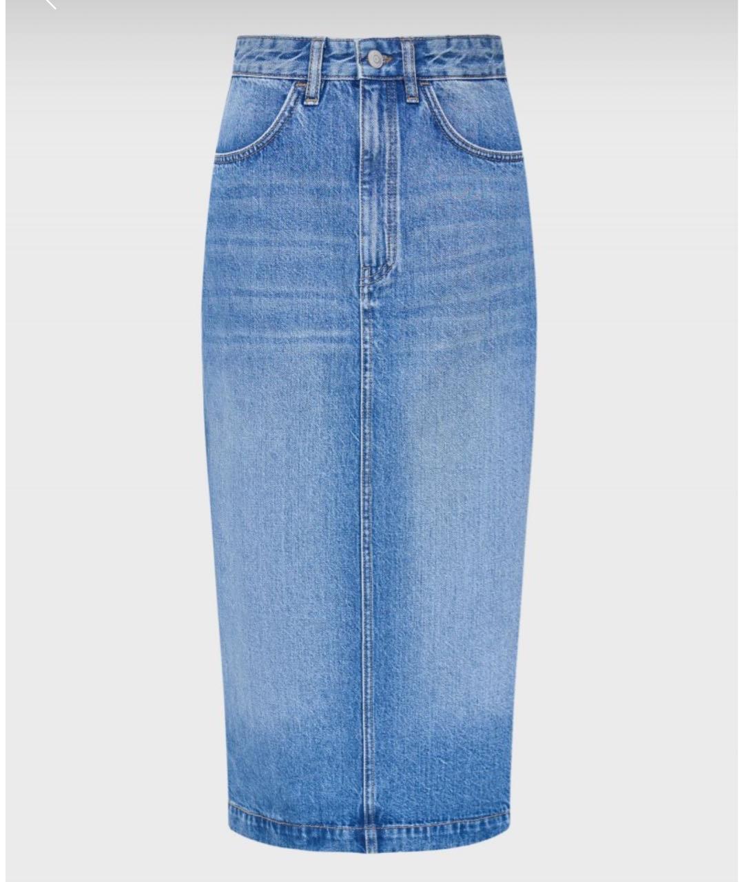 12 STOREEZ Голубая деним юбка миди, фото 8