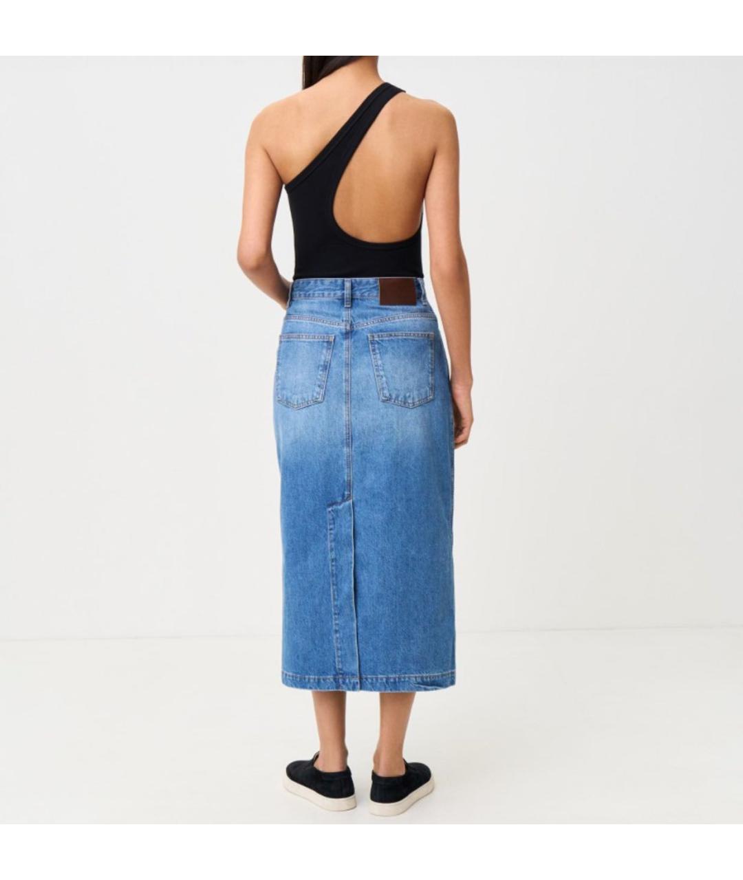 12 STOREEZ Голубая деним юбка миди, фото 6