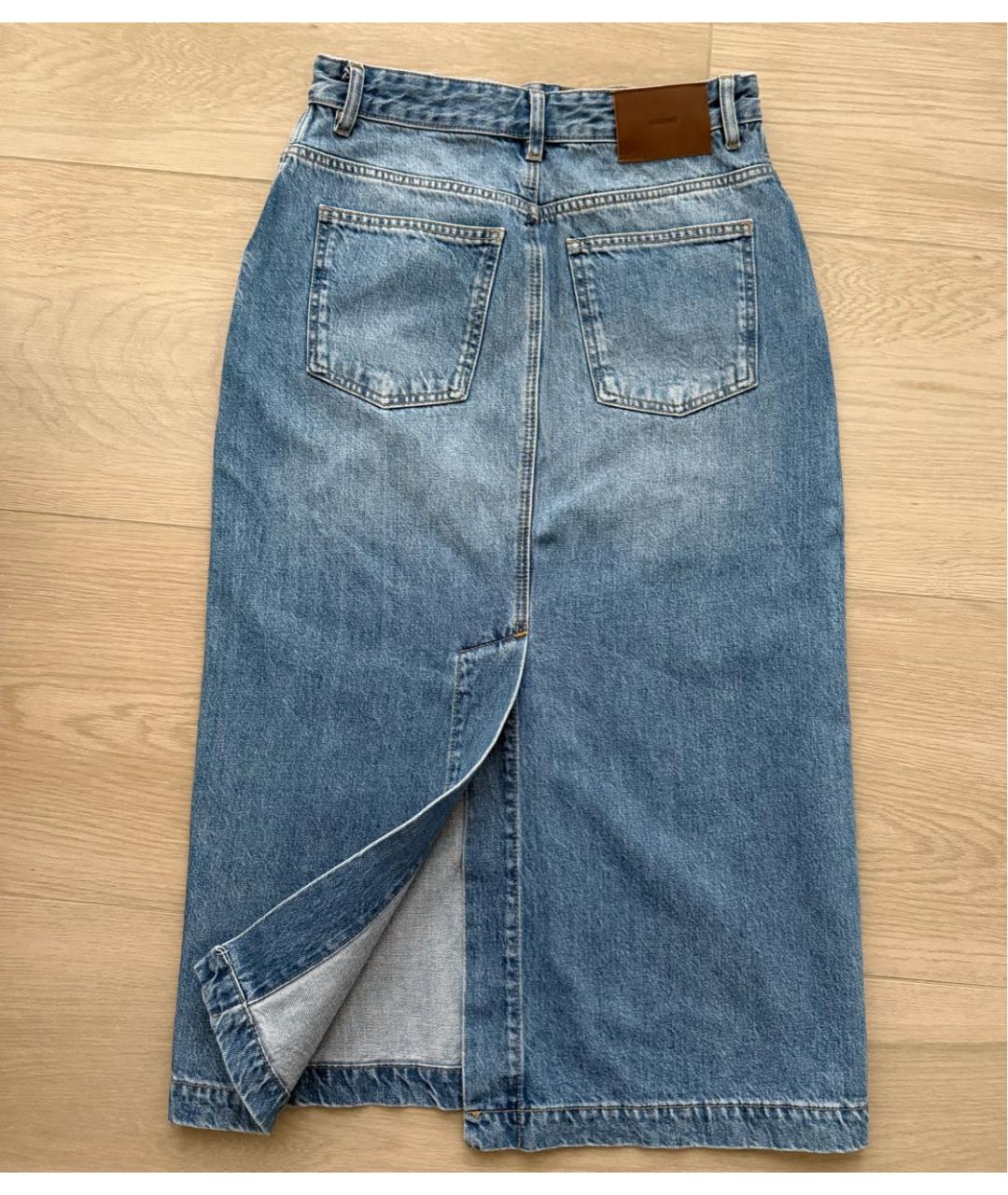 12 STOREEZ Голубая деним юбка миди, фото 2