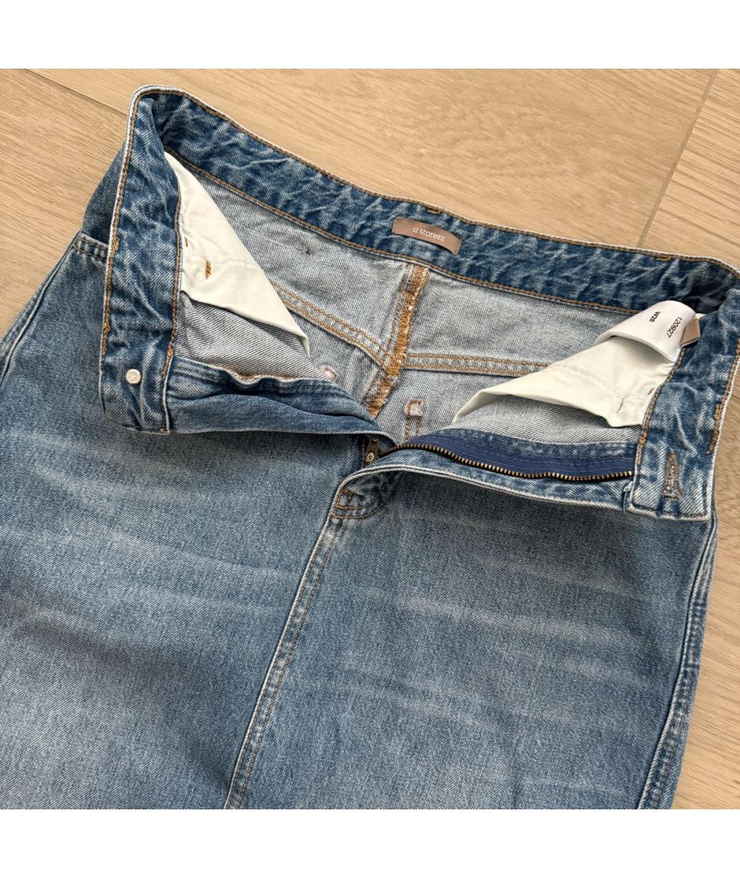 12 STOREEZ Голубая деним юбка миди, фото 3